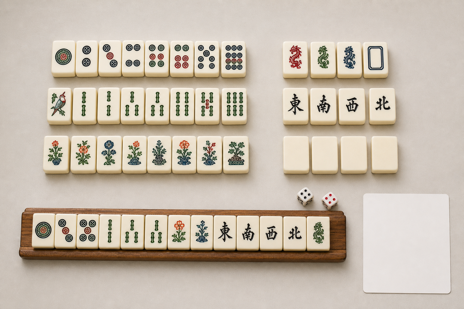 American Mahjong tile groups arranged for easy beginner learning