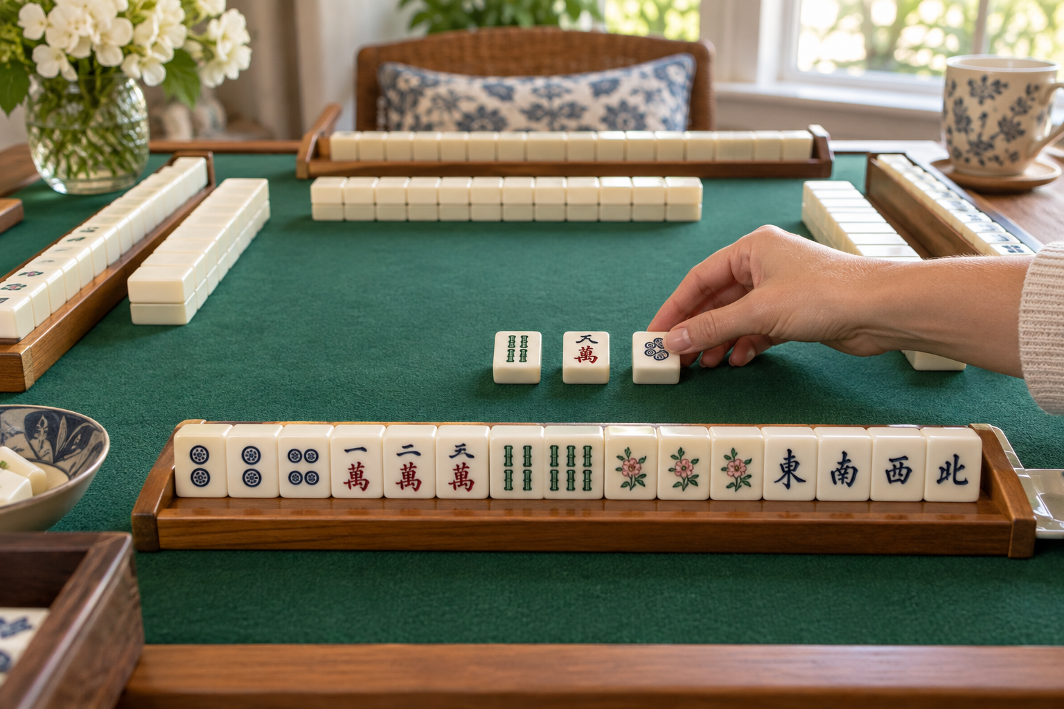 American Mahjong Charleston strategy with three tiles being passed