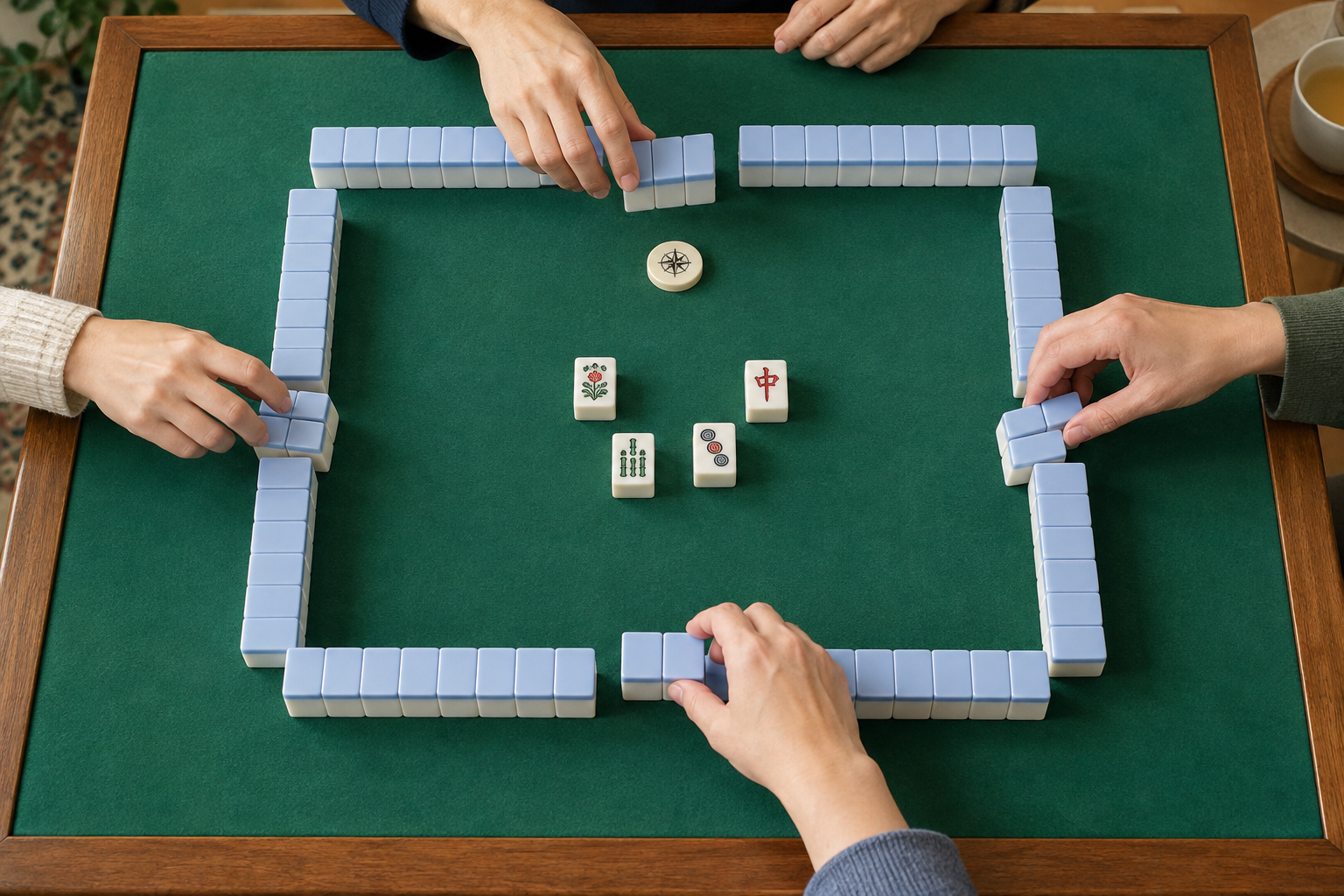 American Mahjong dealing order around the tile wall