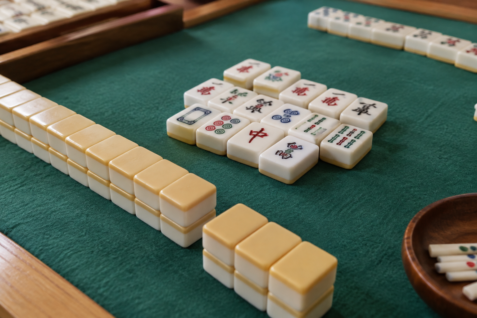 Last wall tiles and discards in an American Mahjong wall game